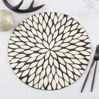 Fenco Styles Geometric Capiz dizajn Placemat 15 okrugli, 1-komadni - crno-bijeli elegantni stol za kuću,