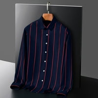 Muška majica Ležerne prilike Jednostavna labava moda Vintage Slim Striped Okrug košulja s dugim rukavima