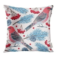 Blue Berry Birds i smreka crvena podružnica Bullfinch Božićni konus Decembar Šumski jastuk jastučni