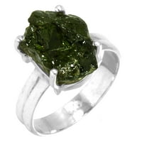 Sterling srebrni prsten zeleni turmalinski grubi nakit