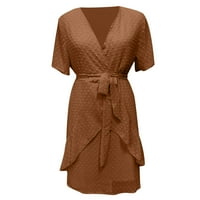 Haljine za žene kratki rukav Šiffonski haljina od šifonske haljine s V-izrezom Dnevno casual casual