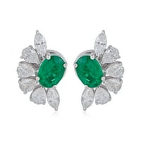 Čvrsta 18KT bijelo zlato SI Clarity Hi Color Pear & Marquise Diamond Emerald Gemstone Stud minđuše