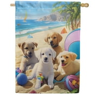 Amerika Zauvijek Ljeto Plaža Dogs Kuća zastava Dvostrana štenad Tropska plaža Zabavni pas Dani ljetnog