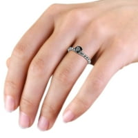 Crno-bijeli dijamantski solitairs plus mjehurić zaručni prsten 1. CT TW u 14k bijelo zlato .Size 7