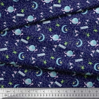 Soimoi Blue Rayon tkanina Mjesec i zvijezde Galaxy Ispiši šivanje tkanine dvorište široko