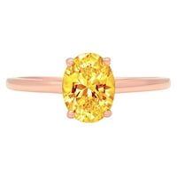 1. CT sjajan ovalni rez Clenili simulirani dijamant 18k ružičasto zlato pasijans prsten sz 7