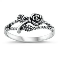 Sterling srebrna ruža cvjetna prstena veličine 5