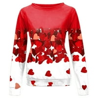 Abcnature Love Heart Print Majica za žene, Crewneck Duge rukave dugih rukava Ležerne prilike pulover
