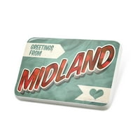 Porcelein PIN pozdrav iz Midlanda, vintage razglednice remel značke - Neonblond