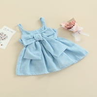 Wybzd novorođenče djevojčice haljina bez rukava prugaste ručne haljine odijelo za ljetnu odjeću Plava 3- mjeseci