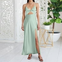 Miayilima Ljeto A-line Svečane haljine za žene Nova V izrez Niska rezana otvorena leđa Satenski prorez