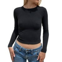 SoighXZC ženske majice s dugim rukavima bluza Slim proljeće jesen zimska slica vrat pulover casual majica