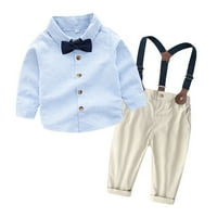 Rovga Boy Outfit Toddler Kids Baby Bowtie Gentleman Majica TOPS suspender hlače