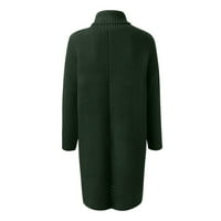 Vedolay džemperi Ženski modni pad džemperi rufffle vrat pletiv pulover slatki vrhovi, zeleni l