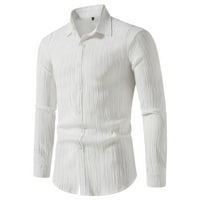 Haxmnou musko casuse jesen pamuk čvrsta prugasta košulja isključite dugme za ovratnik dugih rukava bluza