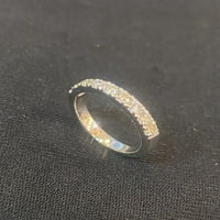Pave 0. CTS okrugli sjajni rezni dijamanti pola vječne pojaseve prsten u certificiranom 14k bijelom