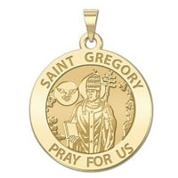 Slikovitolgold.com Saint Gregory Religiozna medalja Ogrlice Privjesci Veličina četvrtine -Solid 14k