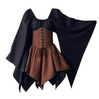 Jesenske haljine za žene Ležerne kostimi Gothic Retro dugih rukava Dress haljina s dugim rukavima okrugla