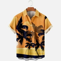 Lovskoo muns dugme dole Ležerne prilike Havajske majice dole Ljetna plaža tropske cvjetne košulje Žuto
