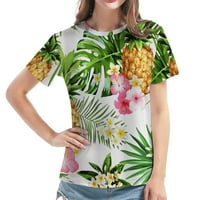Košulje za žene Grafičke tee nove dame Ljetni krajolik Cijelo tijelo Ispis labavog okruglog vrata Ananas