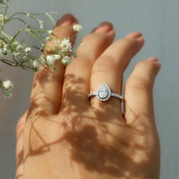 Zaručni prsten za ženu za žene - kruški oblik MOISSANITE HALO, sterling srebrna, SAD 6,00
