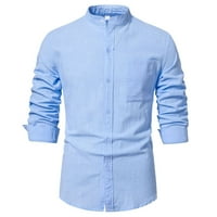 Muškarci Ležerna modna bluza košulja Regular Fit Solid Color Dugi rukav Dugl Down rever majica Comfy