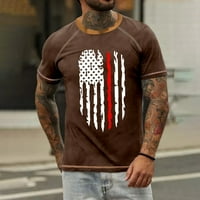 Muški majica retro kratkih rukava za neovisnost za neovisnost na kratkim kratkim rukavima s smeđom 5xl