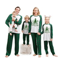Kelajuan božićne pidžame za obiteljski dugih rukava Ispis tiska + bivolo plairane hlače postavljene