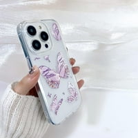 Kompatibilan za iPhone Pro Case Clear Slatki ljubičasti leptir uzorak za žene djevojke estetske meke