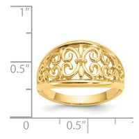 14k žuto zlatni prsten za trenirani Fleur-de-Lis konusni