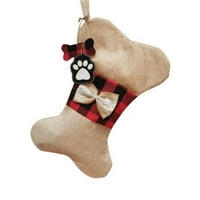 Božićne čarape za kućne ljubimce, burlap plairani čarape za mačje pse za praznične čarape za čarape
