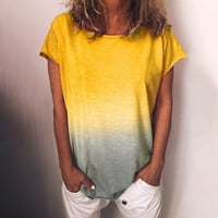 HHEI_K Ženska majica Ljetne kratke rukave Casual O-izrez Boja gradijent labavi Basic Tops Casual Bluza