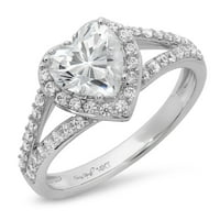 1. CT Sjajno srce Clear Simulirani dijamant 18k bijeli zlatni halo pasijans sa accentima prsten sz 6.5