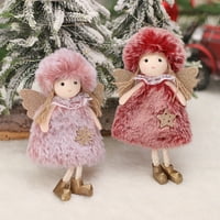 Rutiya Christmas Angel Lutka sa krilnim plišanim šeširom String ornament nasmiješeno lice dugog nogu