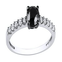 Crno-bijeli prirodni dijamantni zaručni prsten u 10k bijelom zlatu