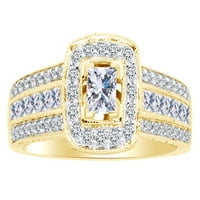 Princeza i okrugli rezani bijeli dijamantni zaručnički prsten u 14K čvrsti žuto zlatni prsten veličine-8