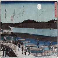 Mjesec nad sumidom rijekom japanskom rezom drveta