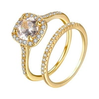 Mnjin Dvije žene Zlatni prsten bijeli rivestone vjenčani nakit veličine 6- D