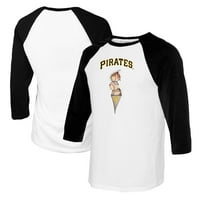 Omladinski sitni otvor bijeli crni Pittsburgh Pirates Trostruko majica scoop raglan rukava
