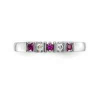 14k bijelo zlato Carat Diamond Red Ruby Kompletna venčana prstena Veličina 7 Kamena dragulja Rođaka