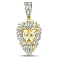 Dijamantna ponuda 10KT Žuta zlatna mens okrugla Diamond lav glava Charm Privjesak 1- CTTW