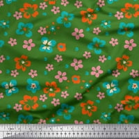 Soimoi Zelena pamučna proizvodna tkanina umjetnička cvjetna otisnuta zanatska tkanina od dvorišta široka