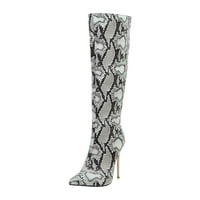Čizme za čišćenje žene super super visoke potpetice šiljaste cipele Zimske leopard Print zmija uzorak