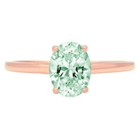 1.0ct ovalni rez zeleni simulirani dijamant 14k ružičasto zlatni angažman za angažman prsten veličine