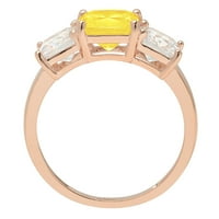 4.0ct Squarel Smaragd Cut Yellow Simulirani dijamant 14K Gold Gold Gold Anniverment Kamena prstena veličine