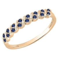 DazzlingRock kolekcija okrugli Blue Sapphire Wave Stil Stil Stil Streandible za žene u 14K Rose Gold,