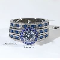 Podudarni prstenovi bijeli pozlaćeni par prstenovi luksuzni CZ sjednici za vjenčanje za njega i nju