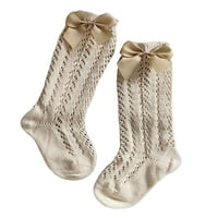 Lisenrain Baby Bow Hollow Knit Socks Girls Ljetne tanke čarape Podne čarape
