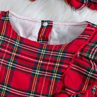 Amiliee Toddler Djevojke Božićna haljina haljina ruffle dugih rukava Ispis A-line haljina sa trakom