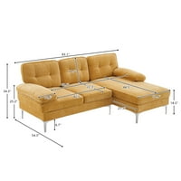 Resenkos Moderni tapecirani kauč sa reverzibilnim kaučem na kauču, kvanilni presjek tkanine kauč set